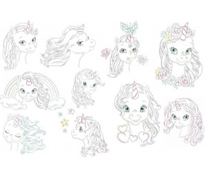 Stickdatei - Baby Unicorn LineArt